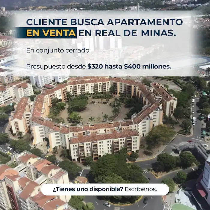 Cliente busca apartamento en venta en Real de Minas