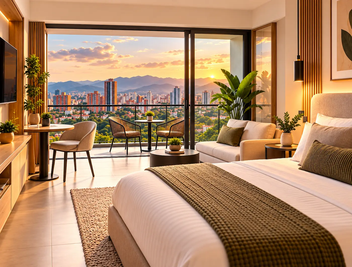 Apartamento amoblado de corta estancia con balcón y vista a la ciudad